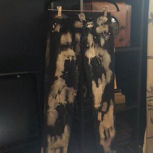 Bleach splatter print skinny jeans